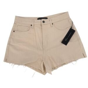 NWT Veronica Beard Timmi Ecru High Rise Raw Cut Off Hem Denim Shorts Size 31